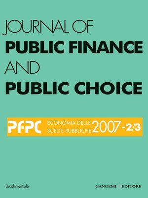 cover image of Journal of public Finance and Public Choice n. 2-3/2007